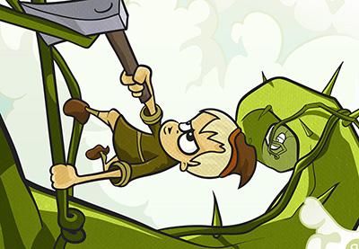 Jack and the beanstalk - illustration by Rowan Ferguson from www.elfshot.com/illustration